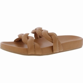 Womens Braided Leather Slide Sandals