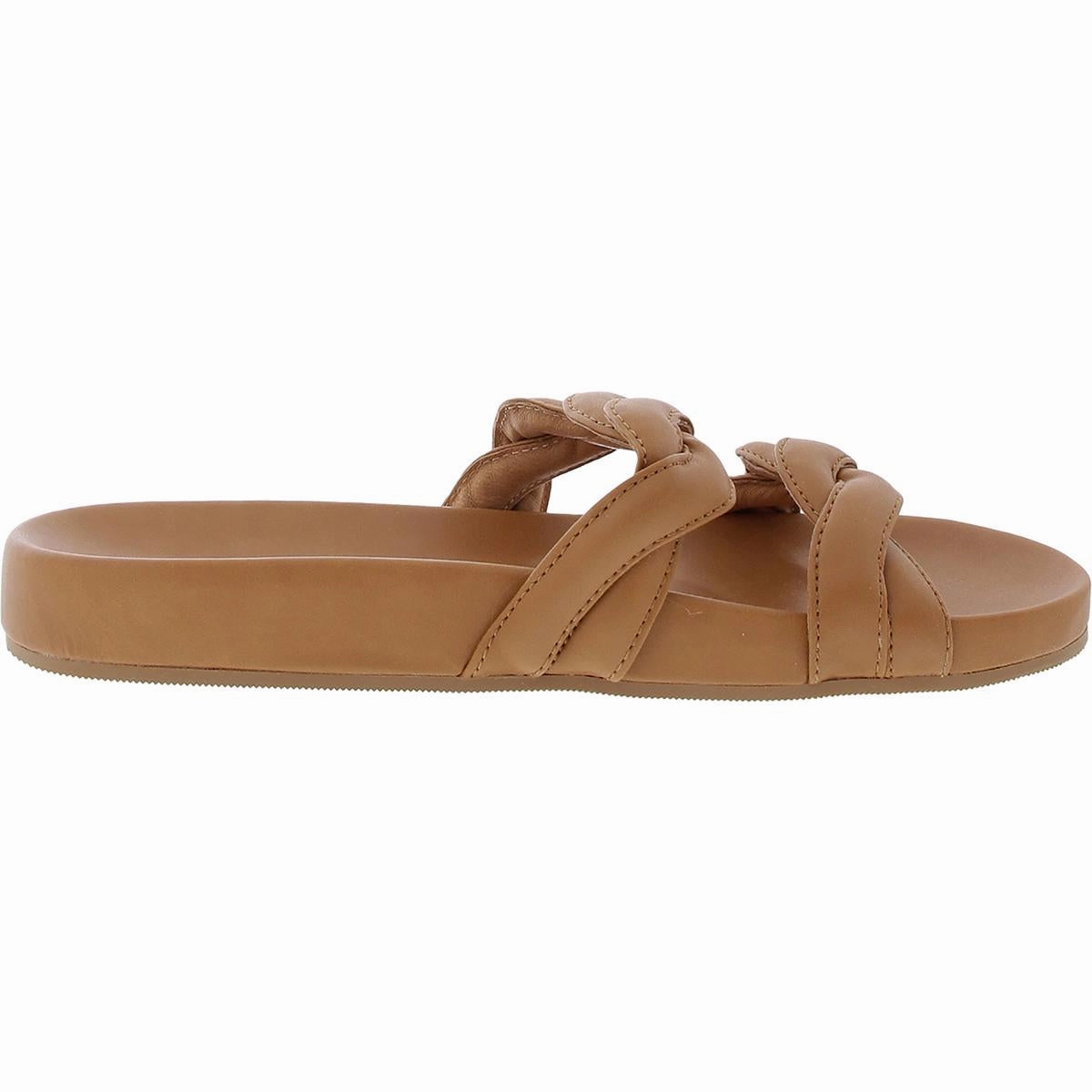 Womens Braided Leather Slide Sandals