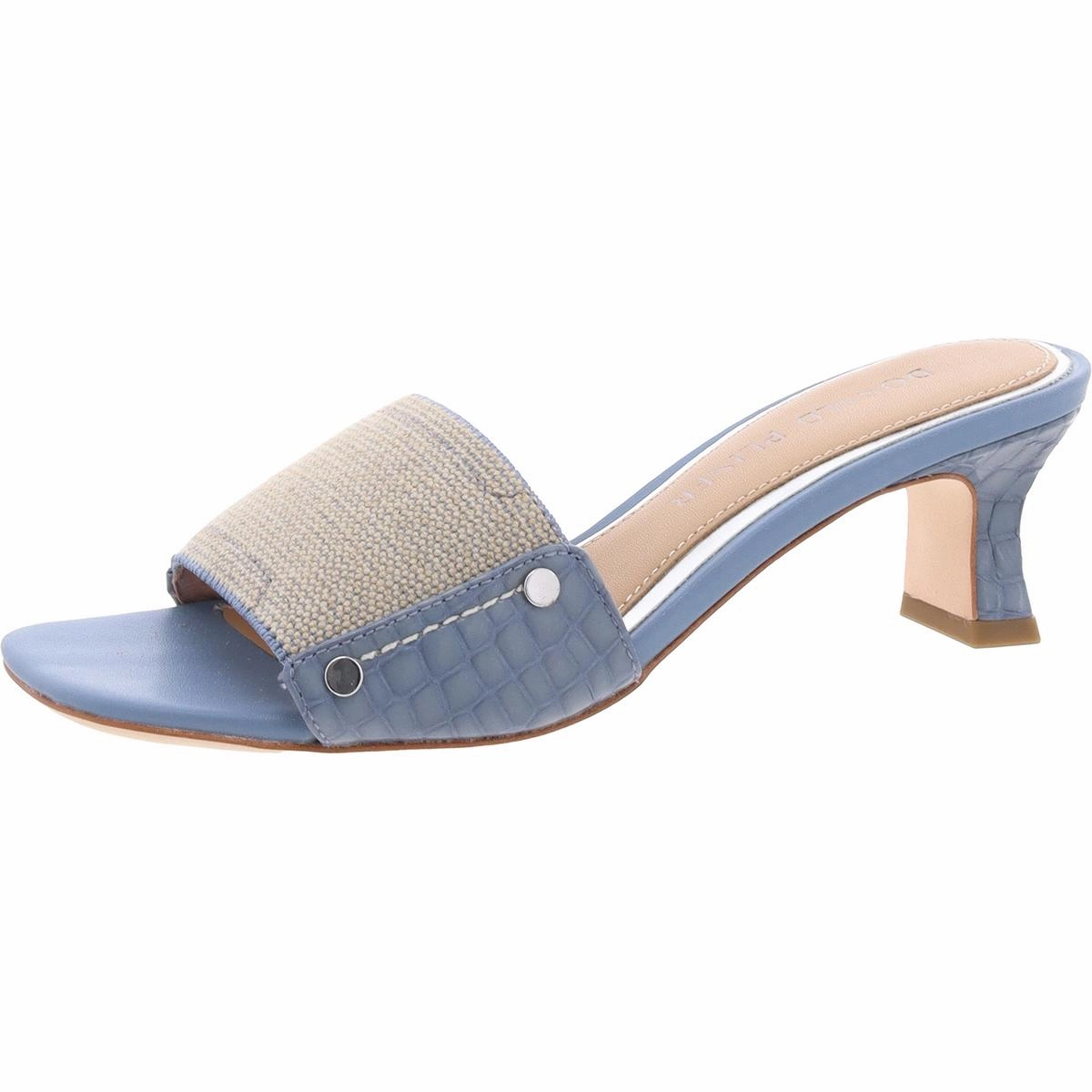 Womens Embellished Denim Mule Sandals