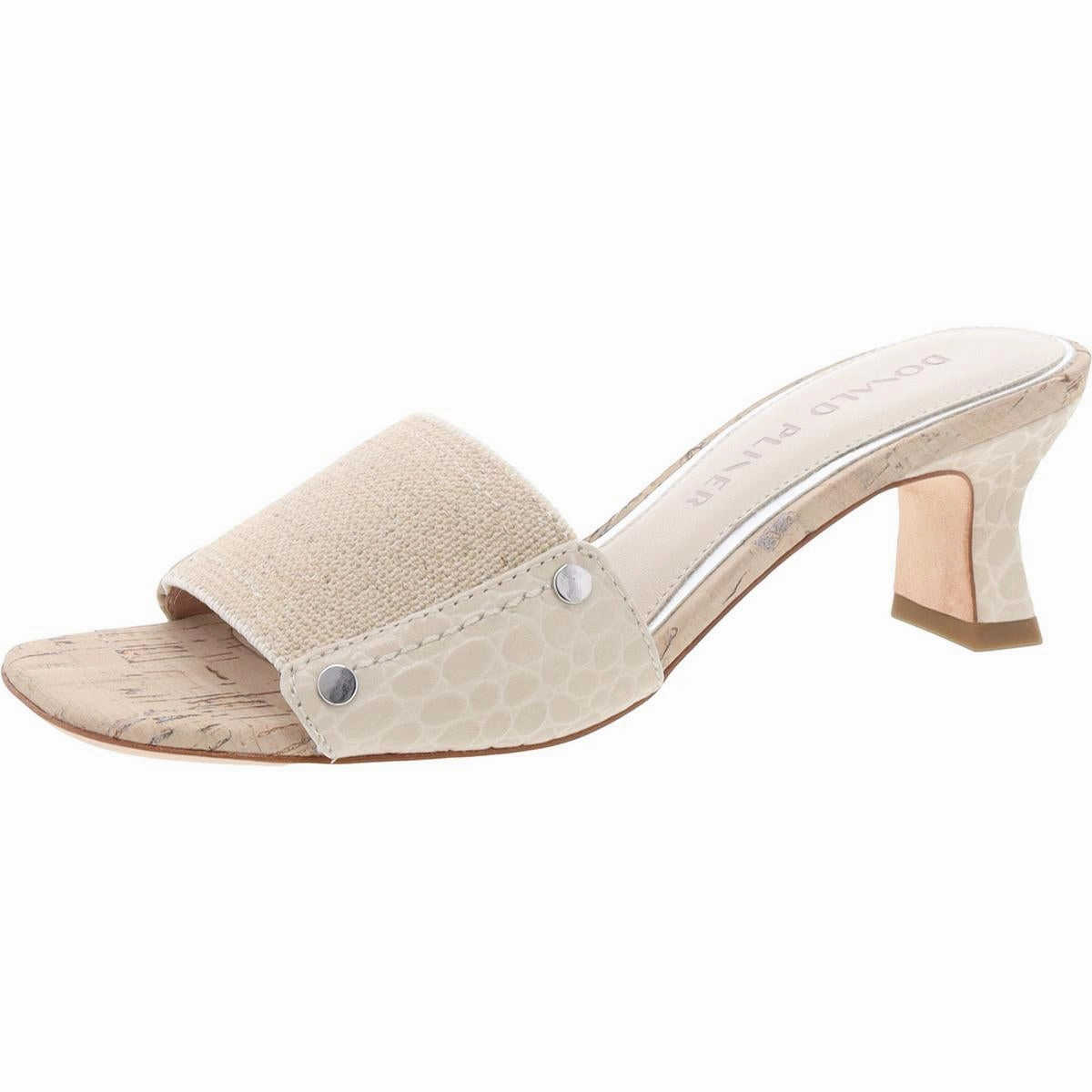 Womens Embellished Denim Mule Sandals