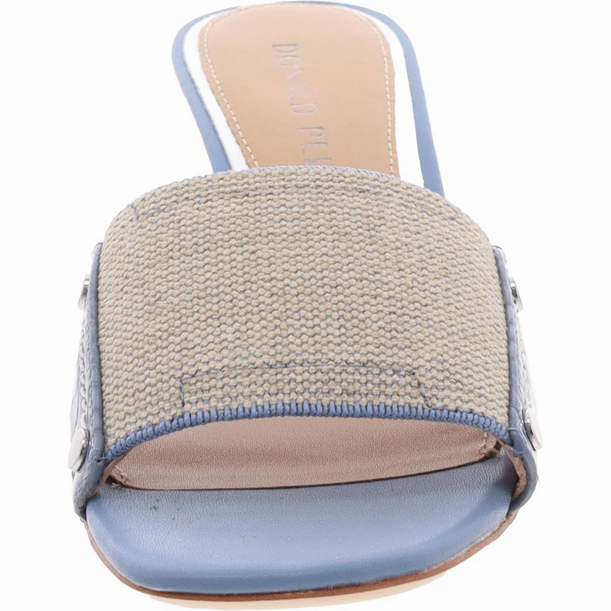 Womens Embellished Denim Mule Sandals
