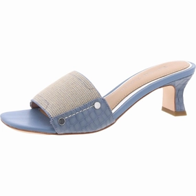 Womens Embellished Denim Mule Sandals