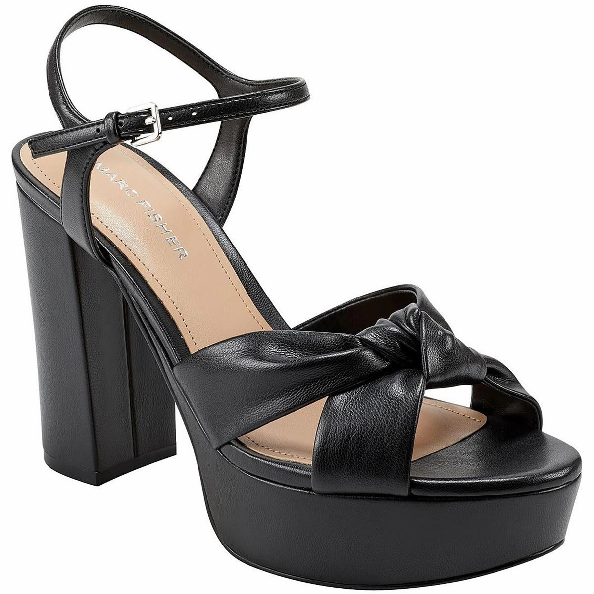 Womens Faux Leather Ankle Strap Platform Sandals