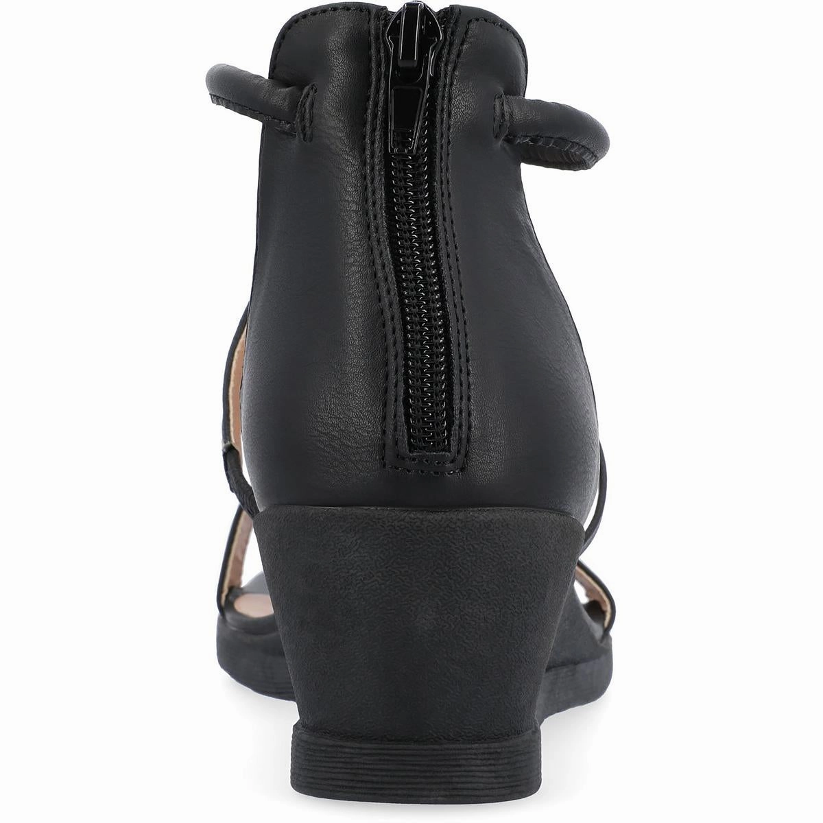 Womens Faux Leather Wedge Sandals