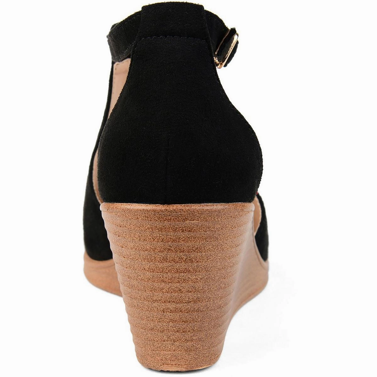 Womens Faux Suede Ankle Strap Wedge Sandals
