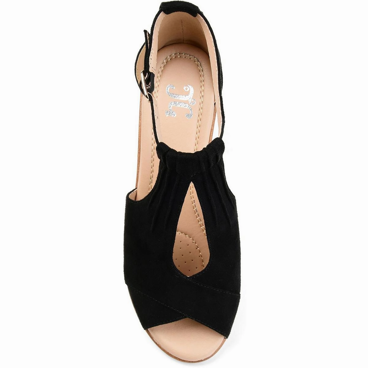 Womens Faux Suede Ankle Strap Wedge Sandals