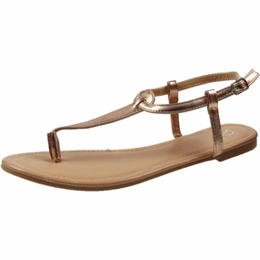 Womens Metallic Man Made T-Strap Sandals