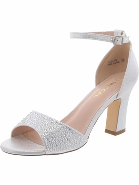 Womens Rhinestone Metallic Ankle Strap