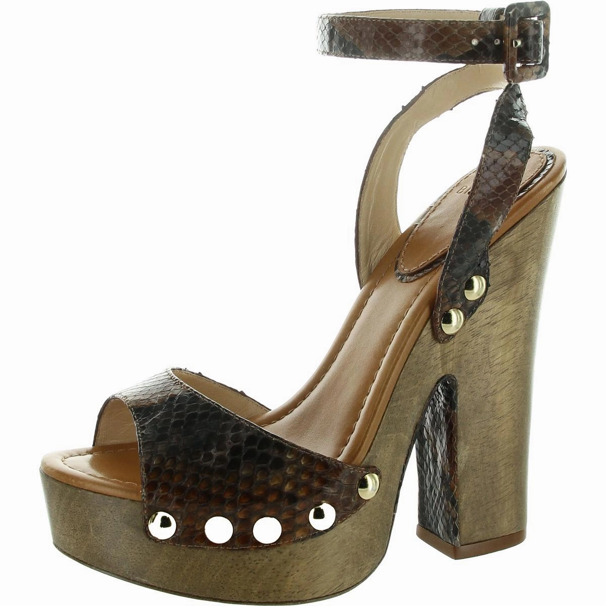 Womens Snake Print Leather Heels