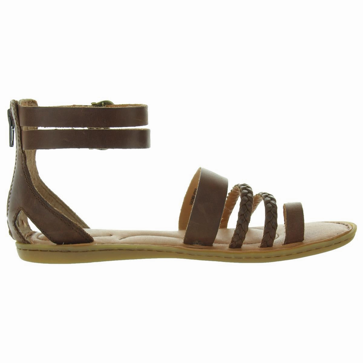Womens Zipper Leather Ankle Strap