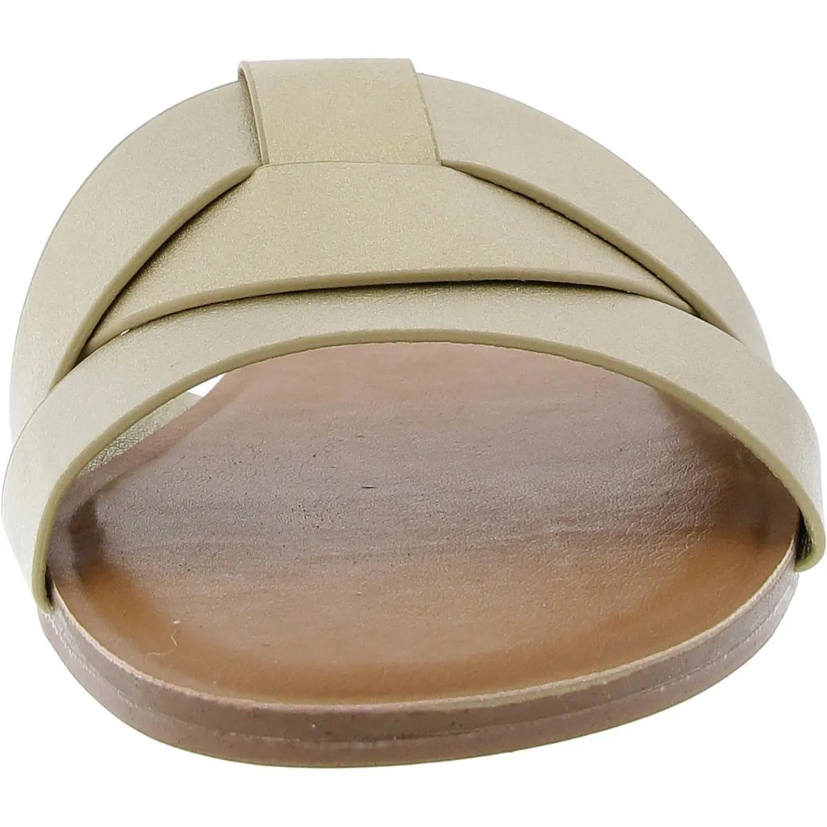 ZOOM Womens Metallic Faux Leather Slide Sandals