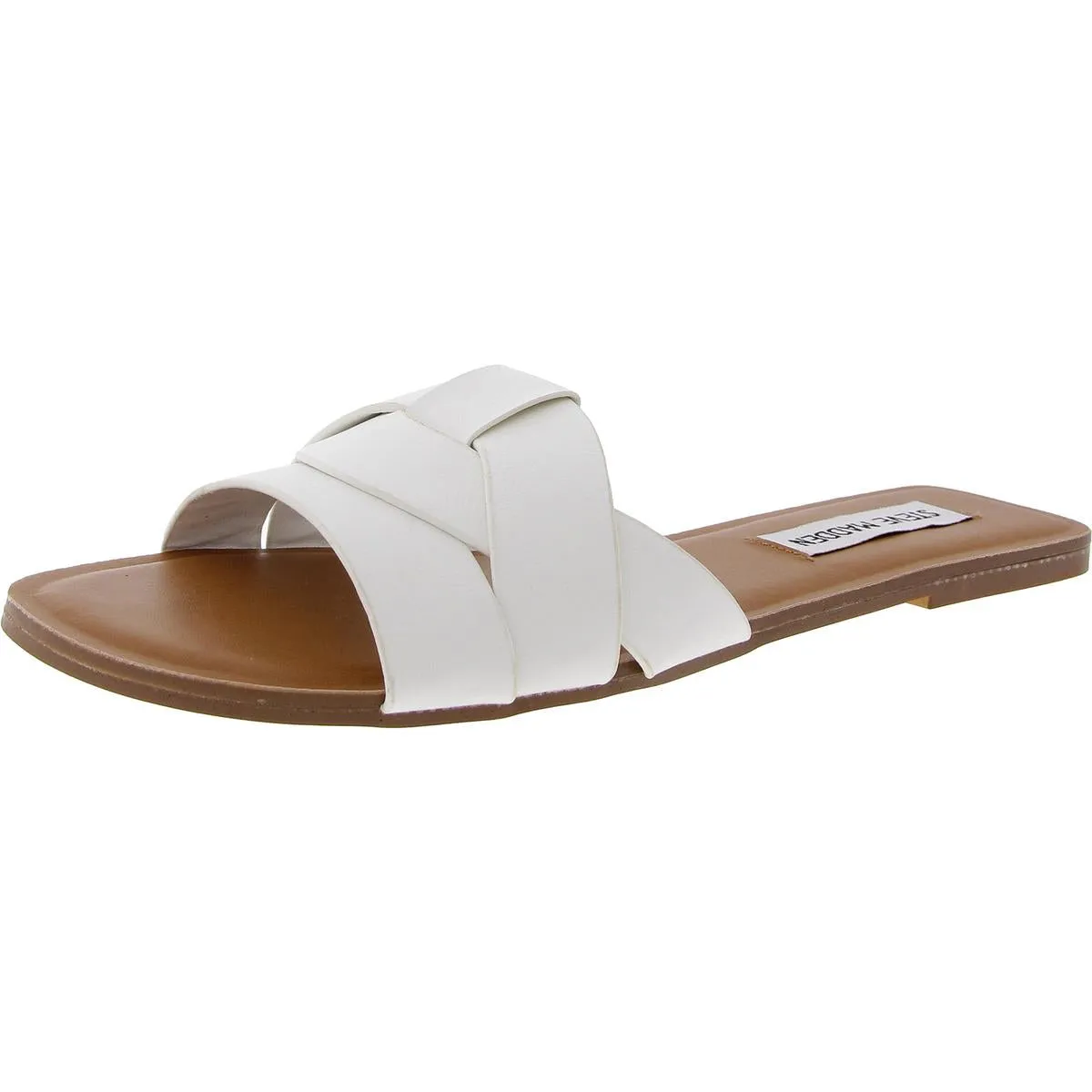 ZOOM Womens Metallic Faux Leather Slide Sandals