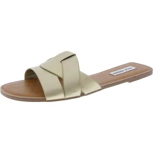 ZOOM Womens Metallic Faux Leather Slide Sandals